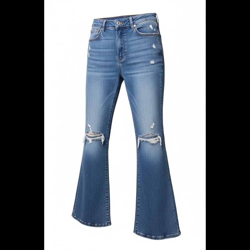 American Eagle Outfitters Light Blue Distressed Flare Jeans